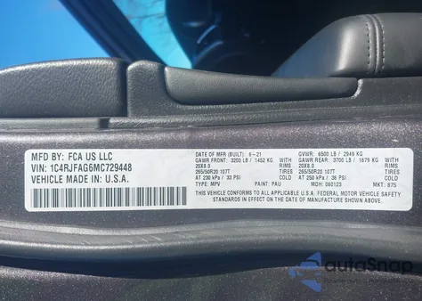 2021 Jeep Grand Cherokee Laredo X 4X4 из США, поврежденный, VIN 1C4RJFAG6MC729448